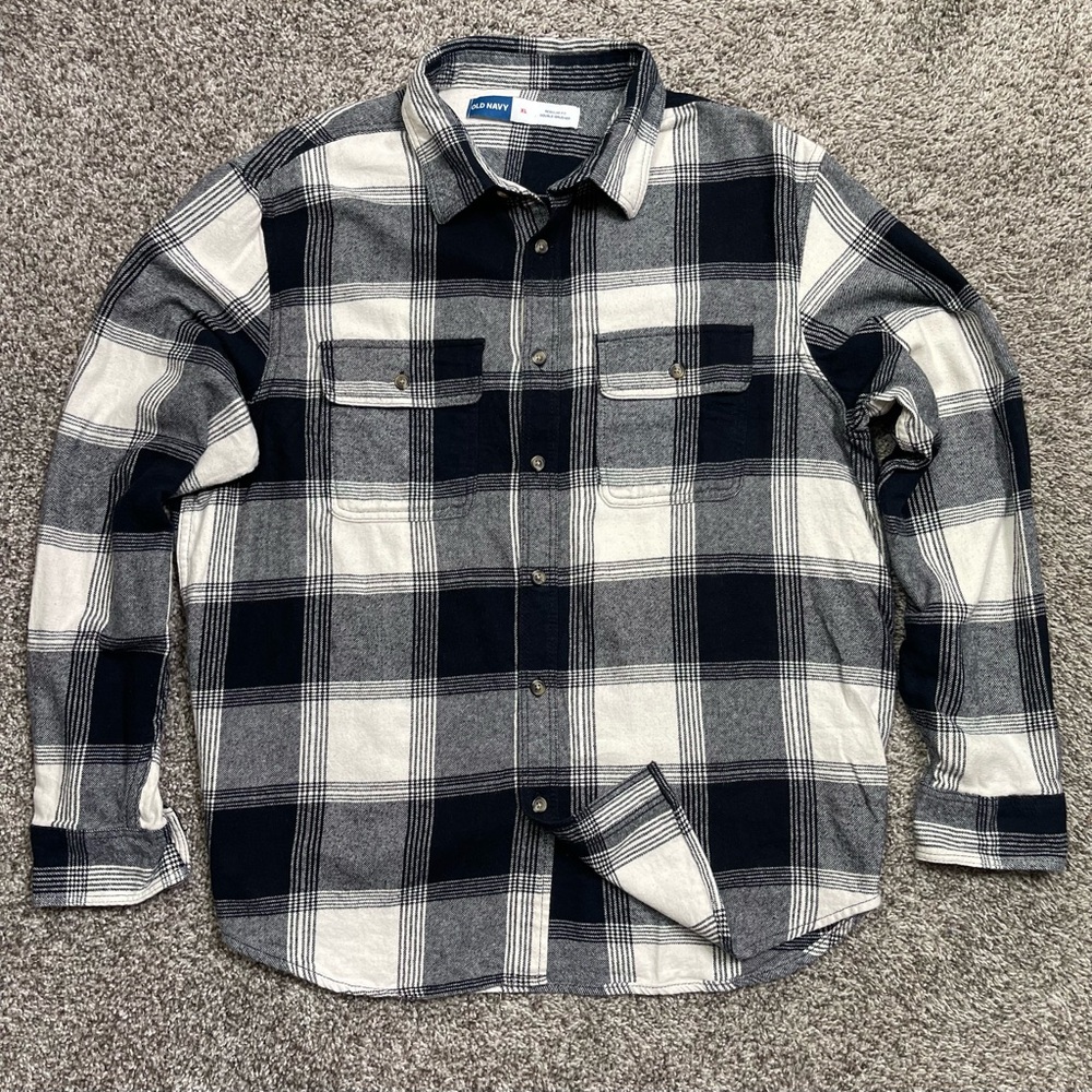 Old Navy Men's Double-Brushed Flannel Shirt XL Regular Fit 100% Cotton EUC